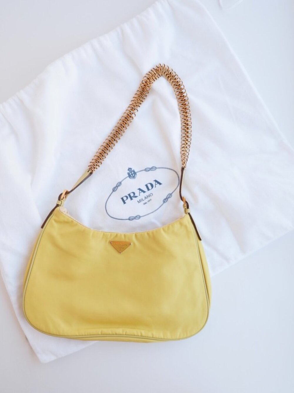Authentic Preowned Prada Nylon Yellow Shoulder Bag